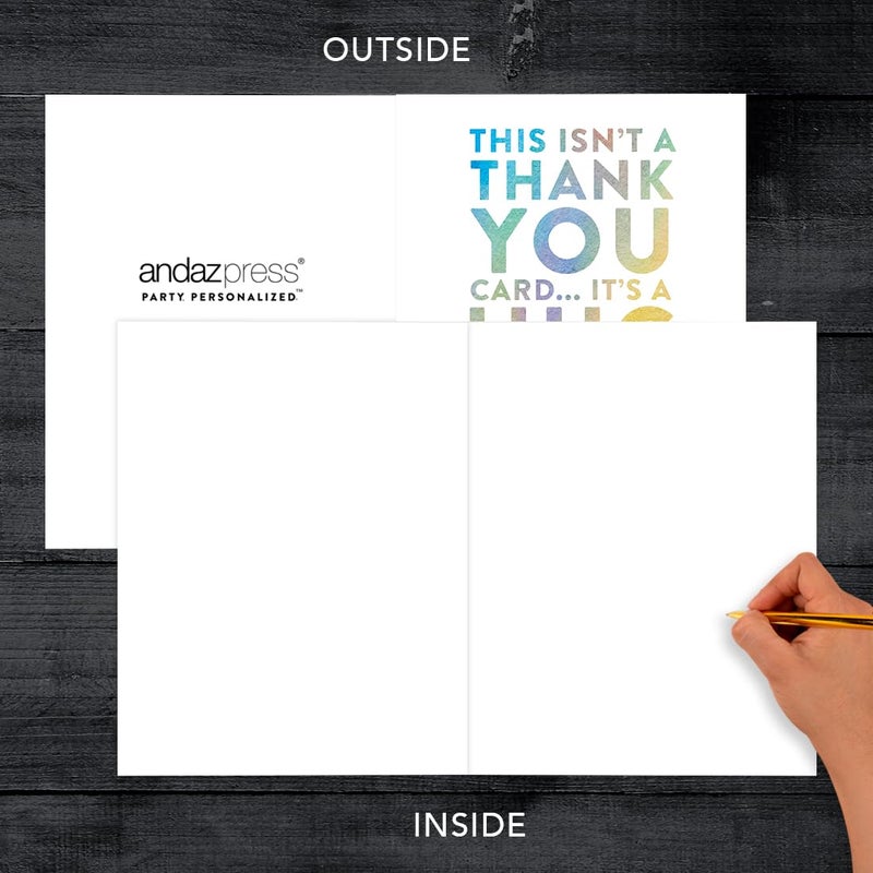 Andaz Press Funny Jumbo Thank You Card With Envelope 8.5 x 11 inch, Big Greeting Card, Hug With A Fold In It, 1-Pack, Huge Large Group Greeting Card, Includes Envelope Large Thank You Card - Image 2